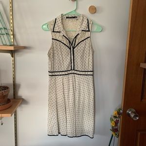 ModCloth Doe & Rae vintage style sleeveless polka dot summer dress lace detail